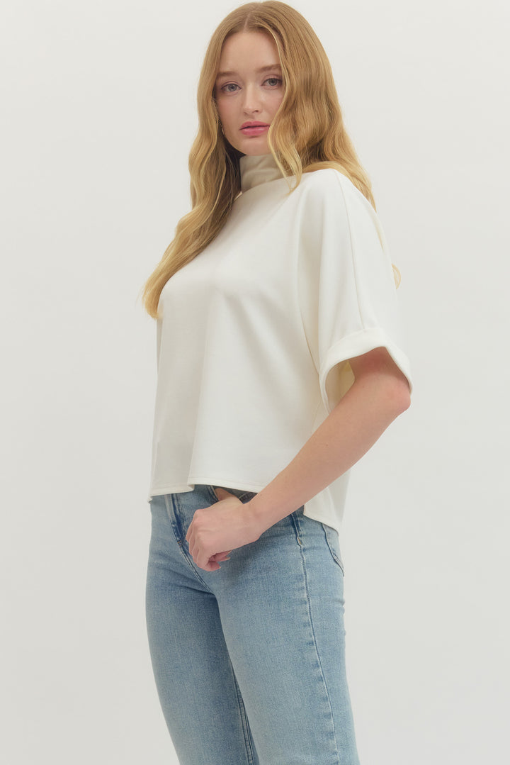 Classic Short Sleeve Mock Neck Top