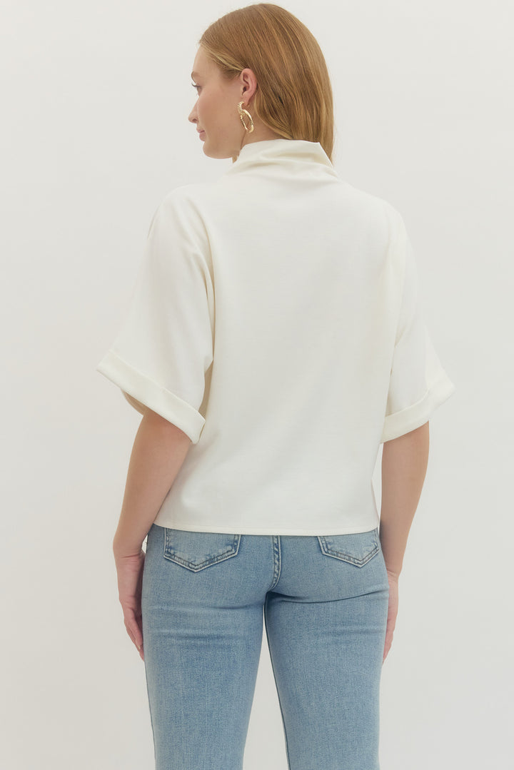 Classic Short Sleeve Mock Neck Top