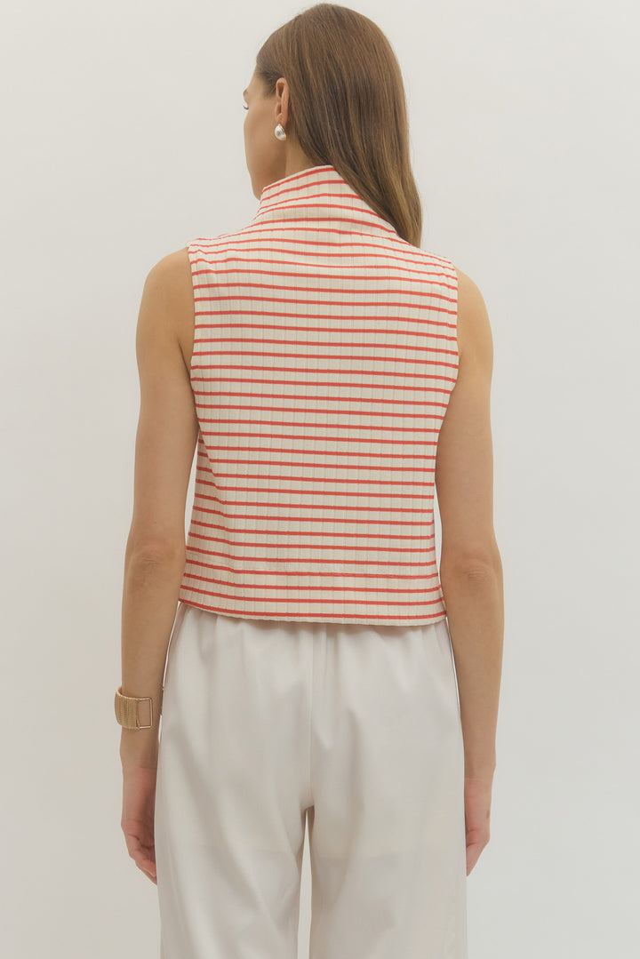 Striped Mock Neck Top