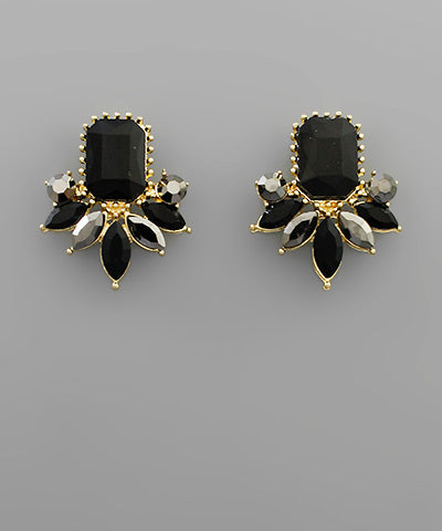 Jet Marquise Fan Earrings