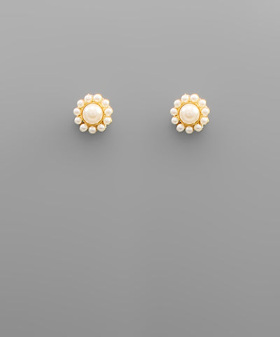 White Pearl Cluster Stud - White Pearl/Gold