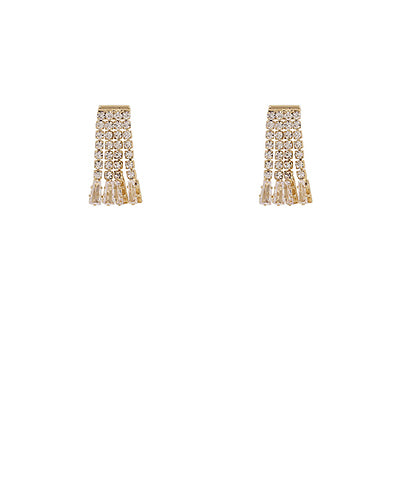 Crystal Fringe Stud - Clear/Gold
