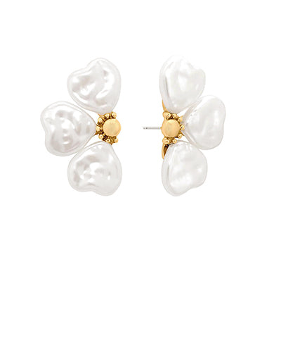 Pearl Bloom Stud - Cream/Gold