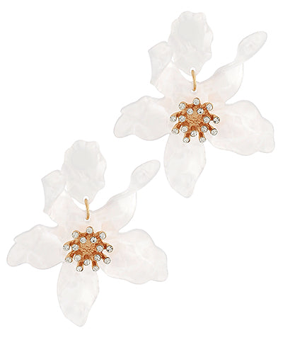Crystal Blossom Earring - White/Gold