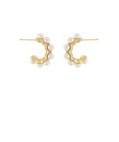 Coastal Pearl Hoop - Cream/Gold