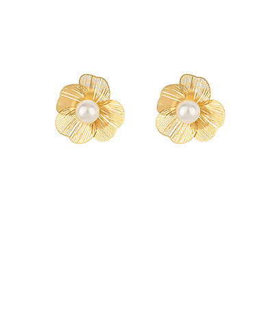 Pearl Filigree Flower Earrings