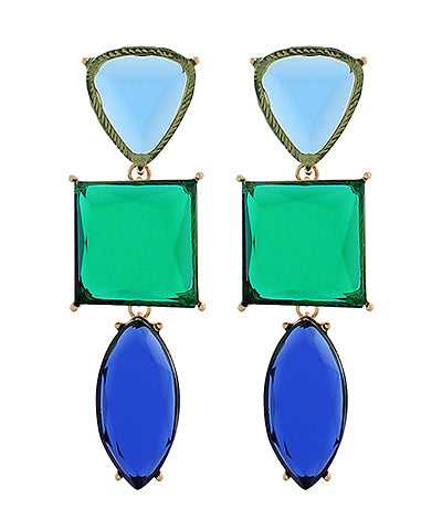 Teal Royal Drop Earring - Teal/Royal Blue