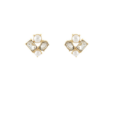 Baguette Pearl Cluster Studs