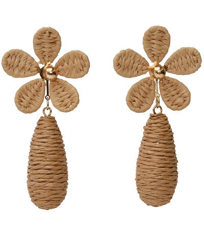 Tan Raffia Teardrop - Tan