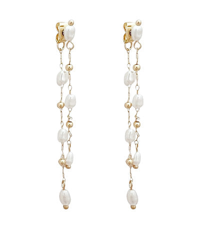 Pearl Duo Front &amp; Back Stud - Cream