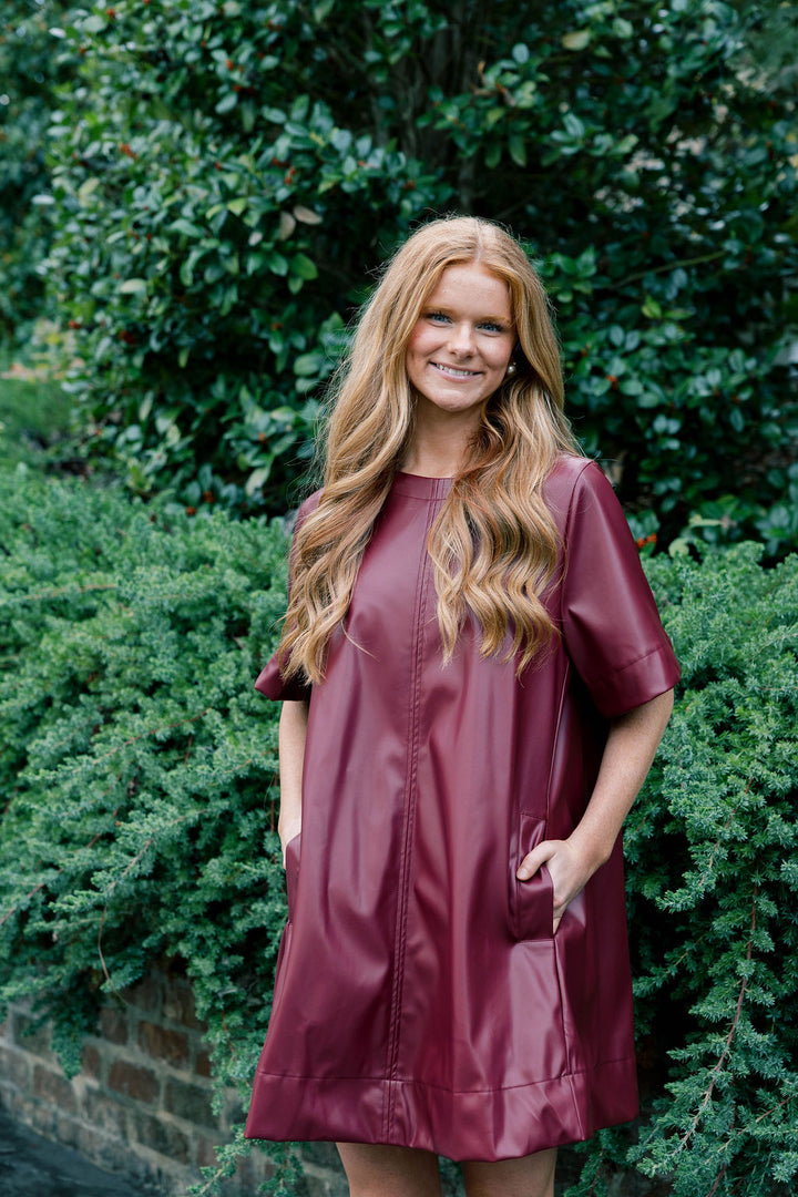 Flared Vegan Leather Dress