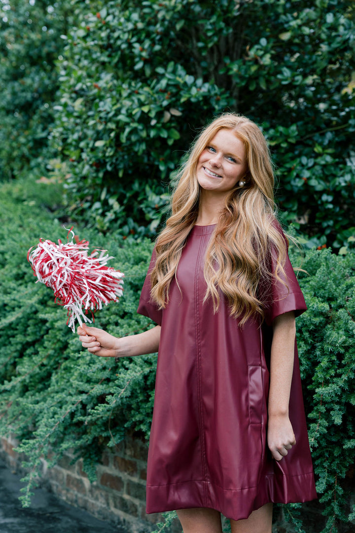 Flared Vegan Leather Dress