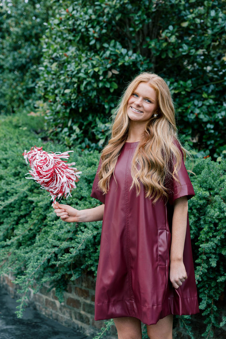 Flared Vegan Leather Dress