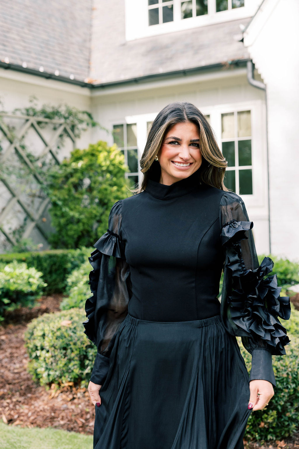 Rosette Statement Sleeve Blouse