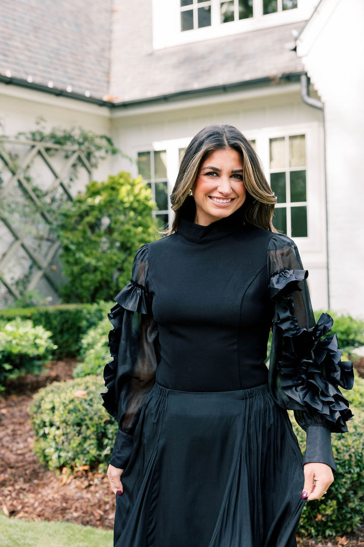 Rosette Statement Sleeve Blouse