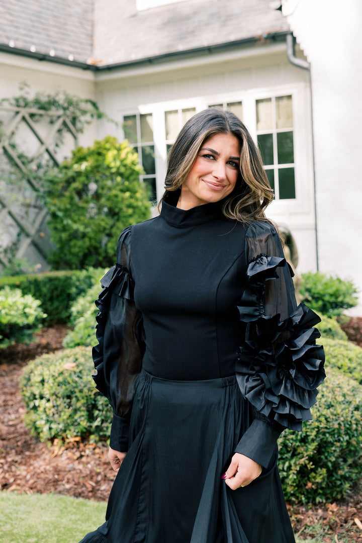 Rosette Statement Sleeve Blouse