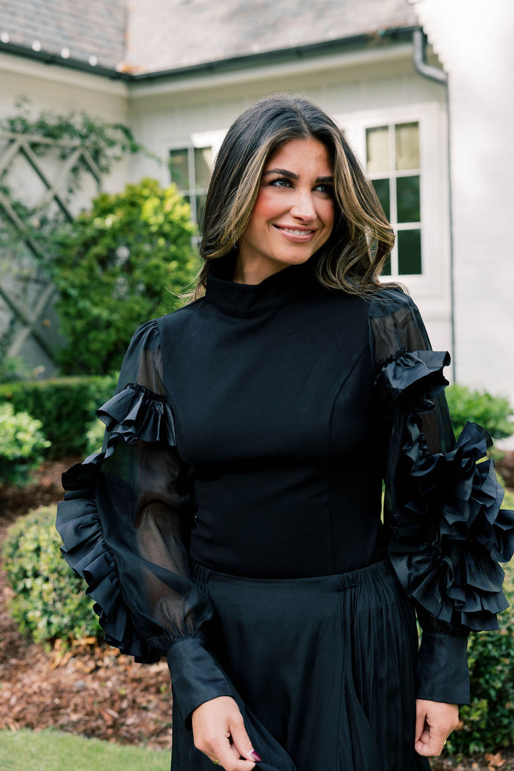 Rosette Statement Sleeve Blouse