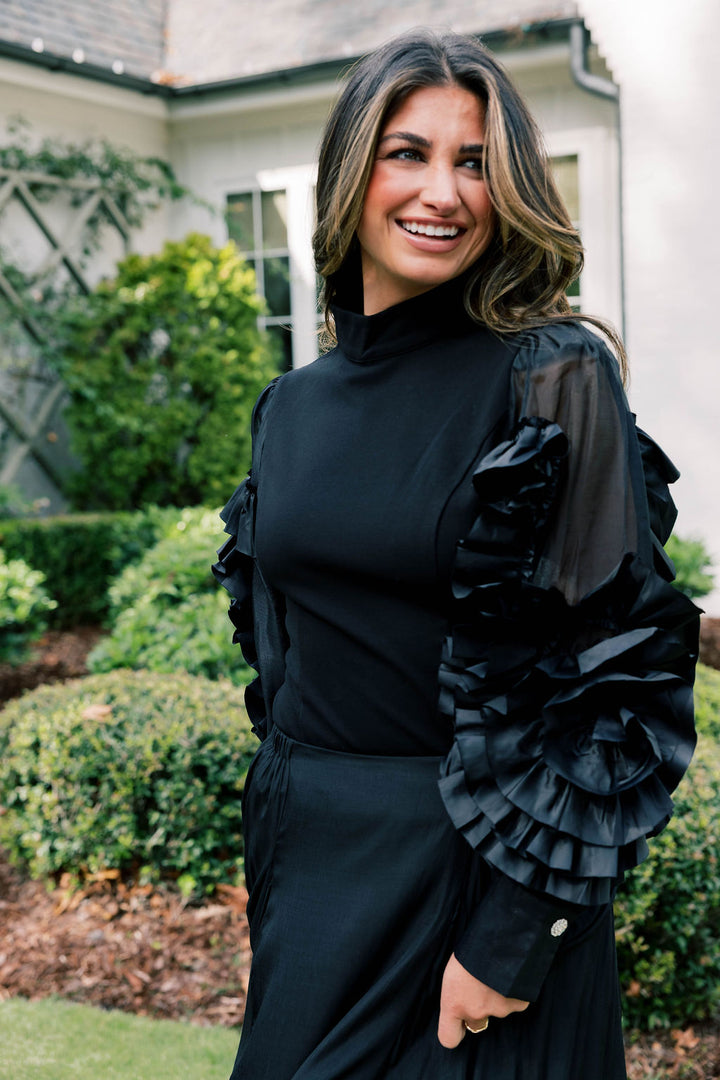 Rosette Statement Sleeve Blouse