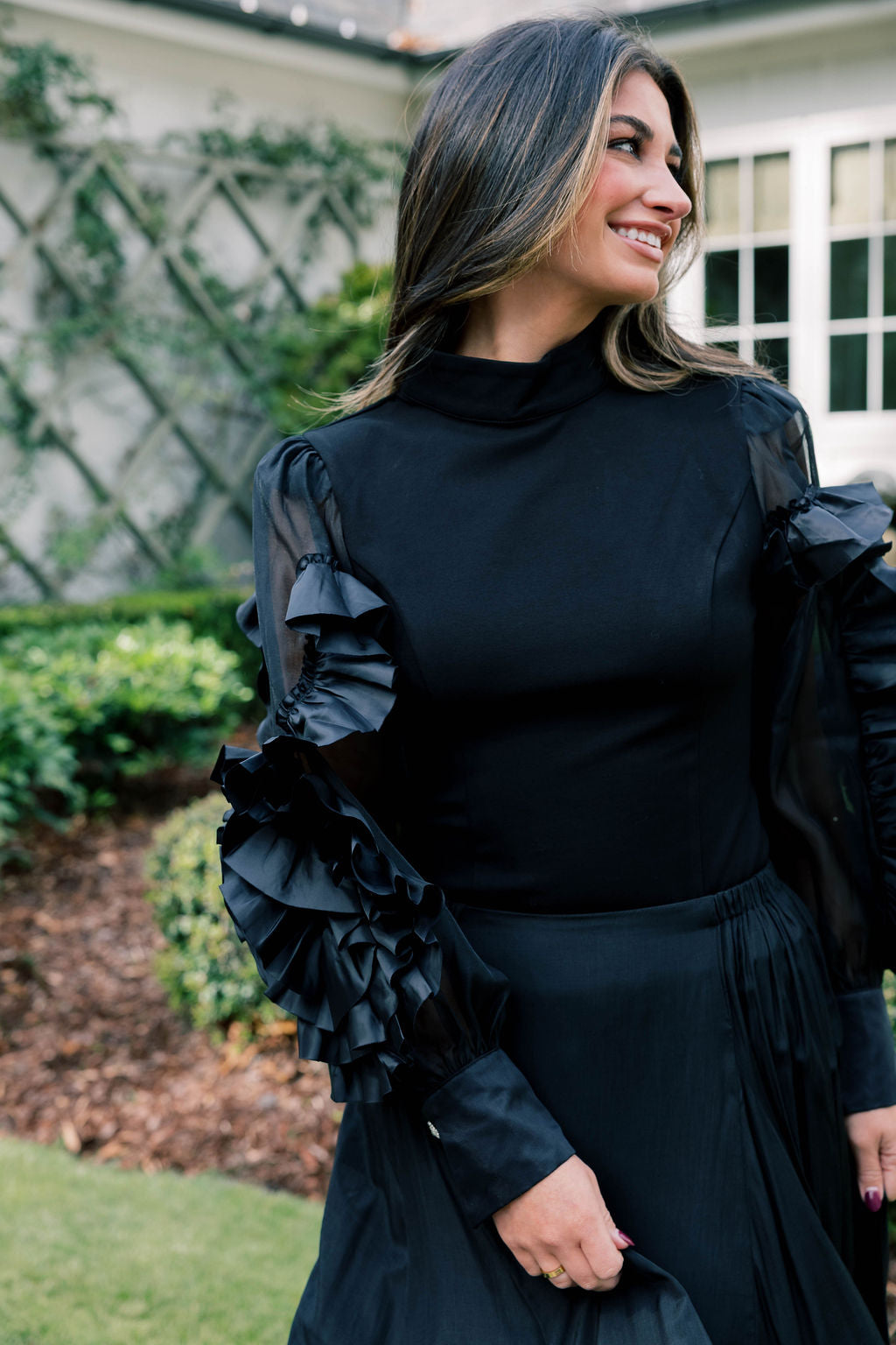 Rosette Statement Sleeve Blouse