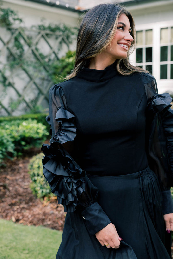 Rosette Statement Sleeve Blouse