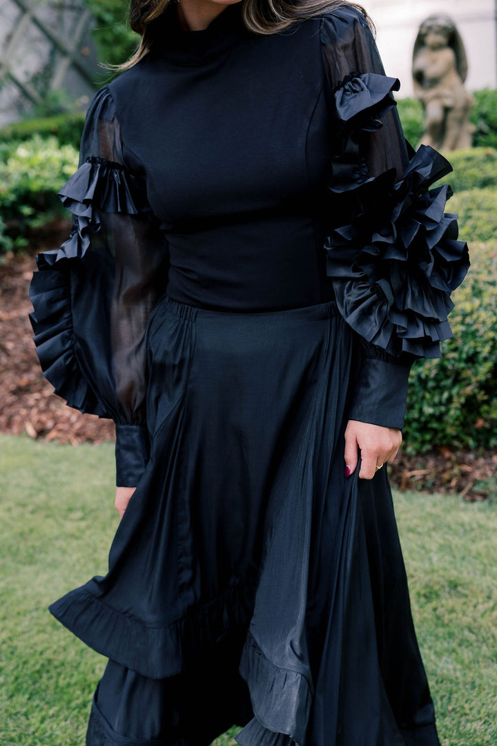 Rosette Statement Sleeve Blouse