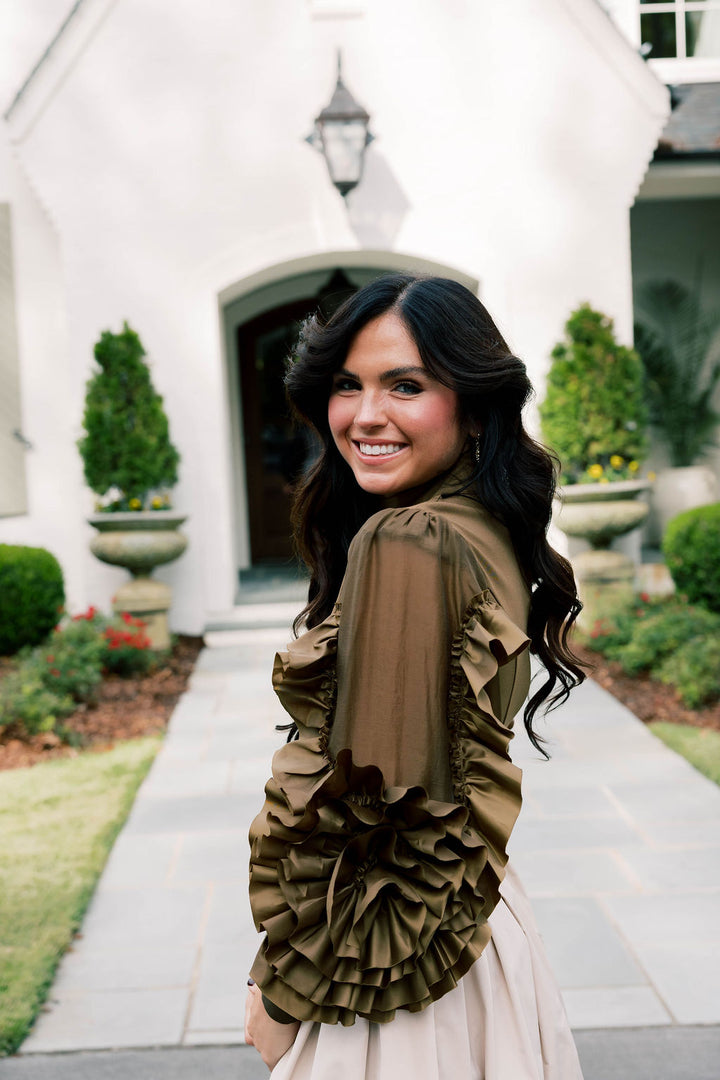 Rosette Statement Sleeve Blouse