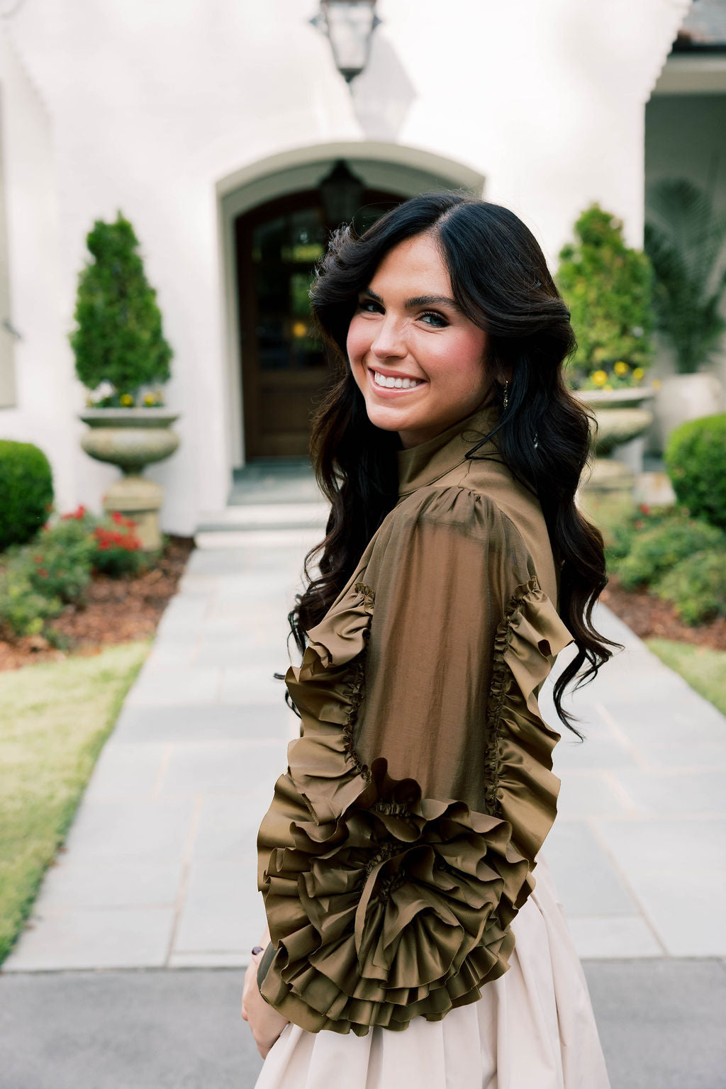 Rosette Statement Sleeve Blouse