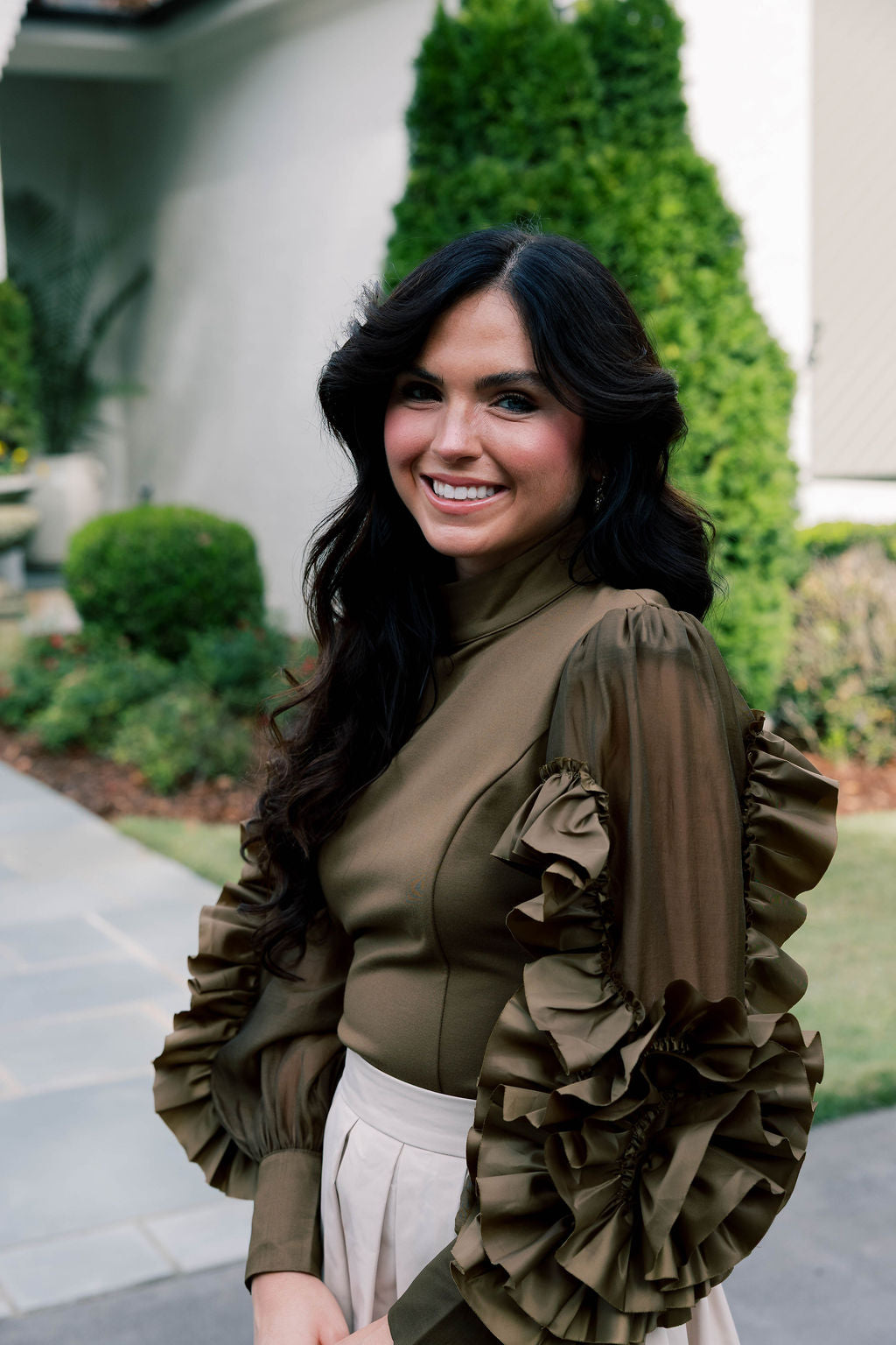 Rosette Statement Sleeve Blouse