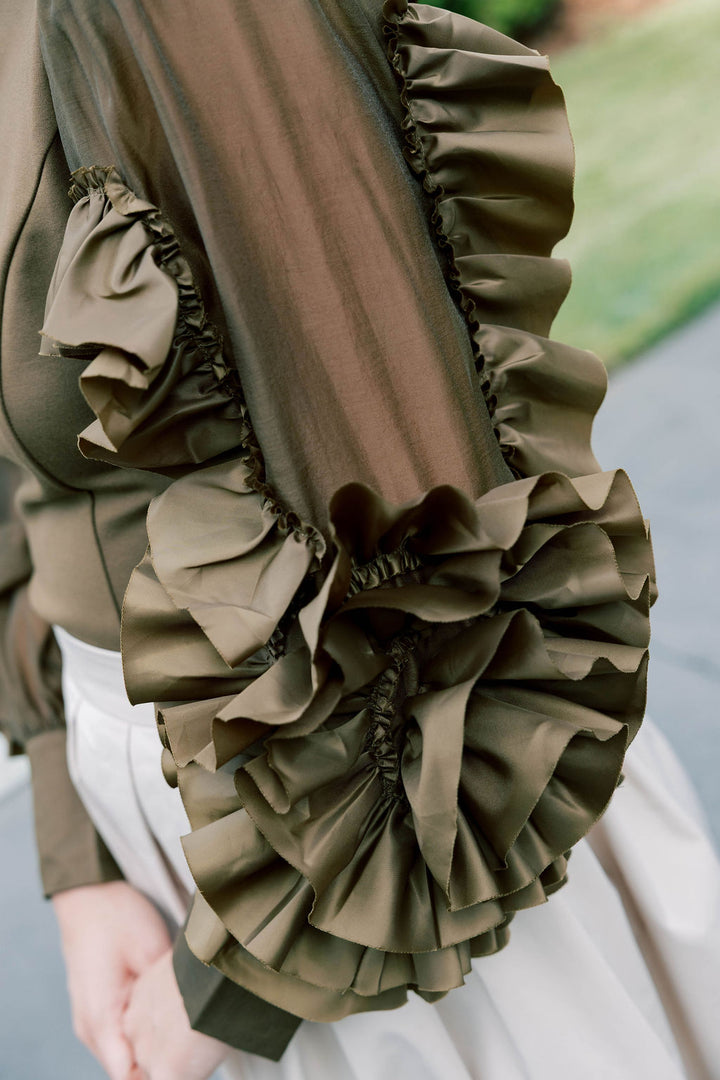 Rosette Statement Sleeve Blouse