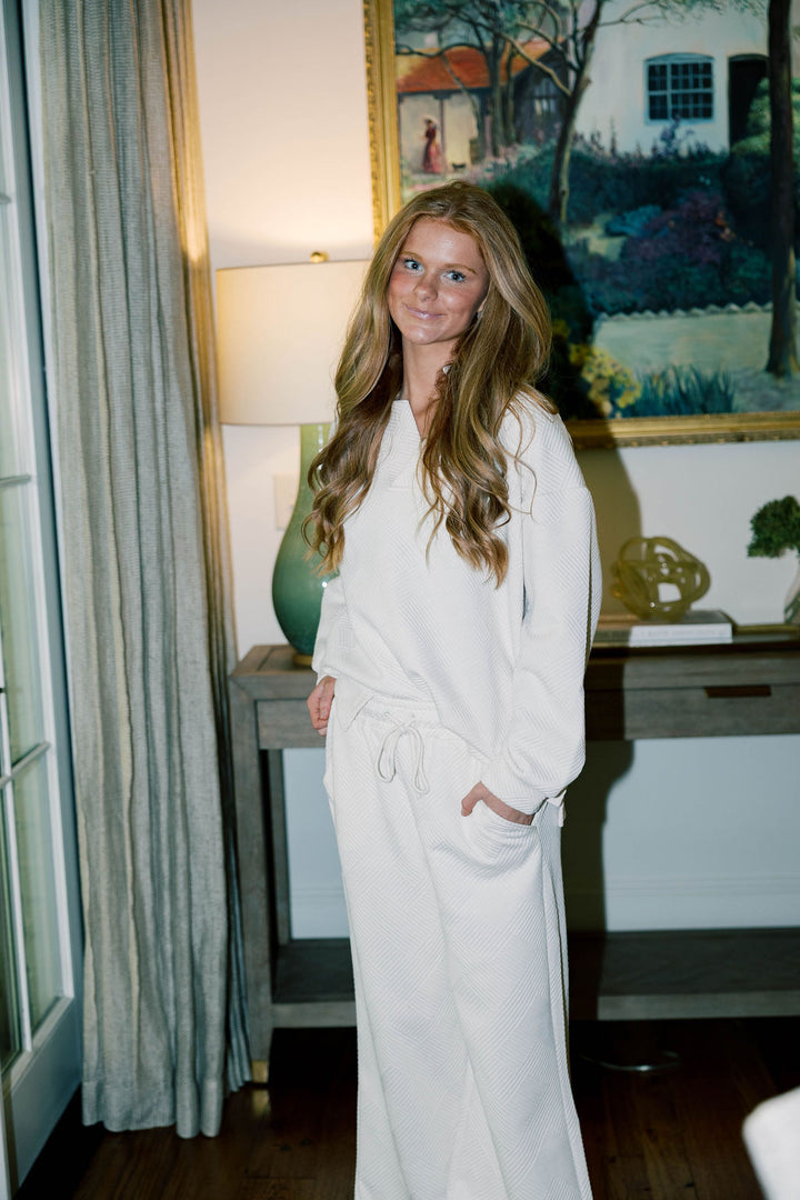 Long Sleeve Textured Pants Set