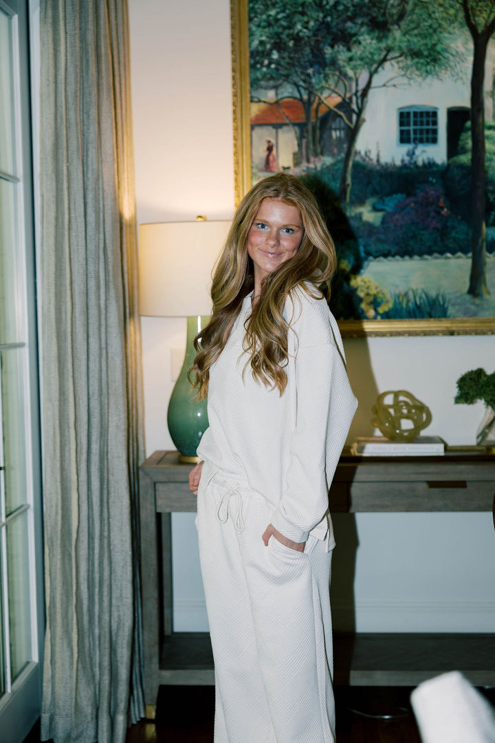 Long Sleeve Textured Pants Set