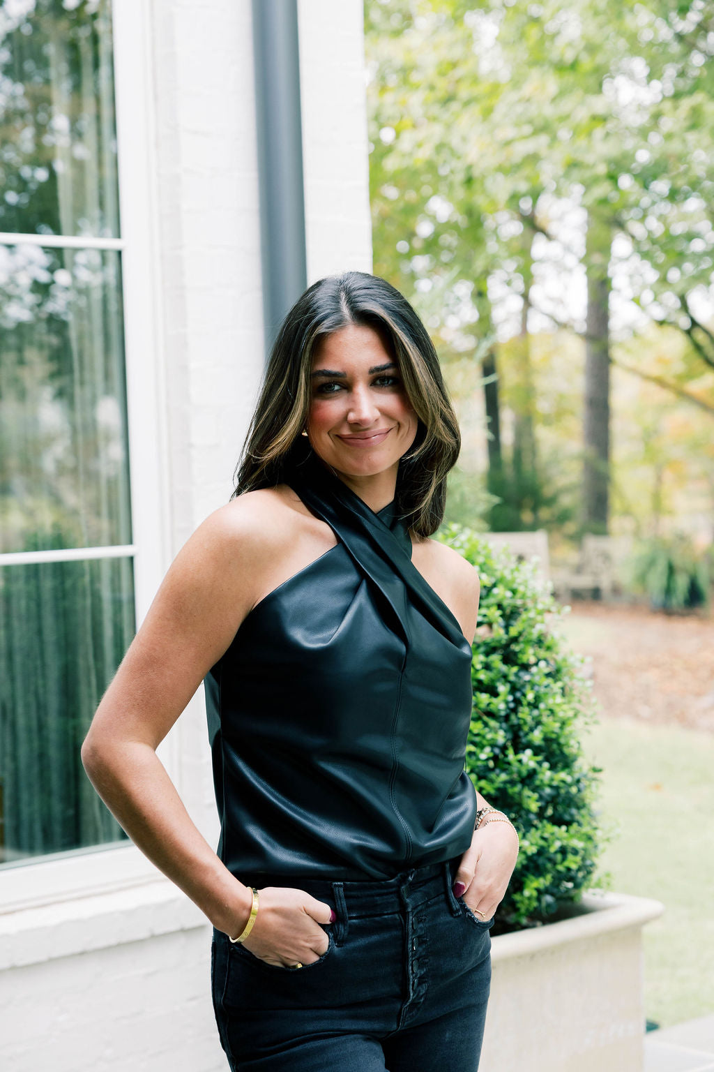 Criss Cross Leather Top