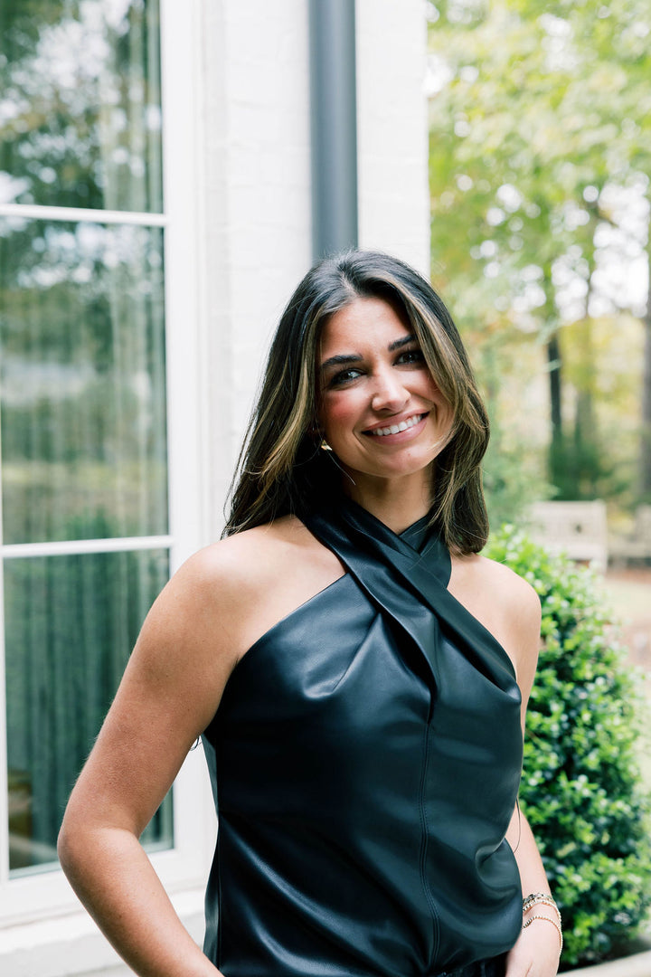 Criss Cross Leather Top