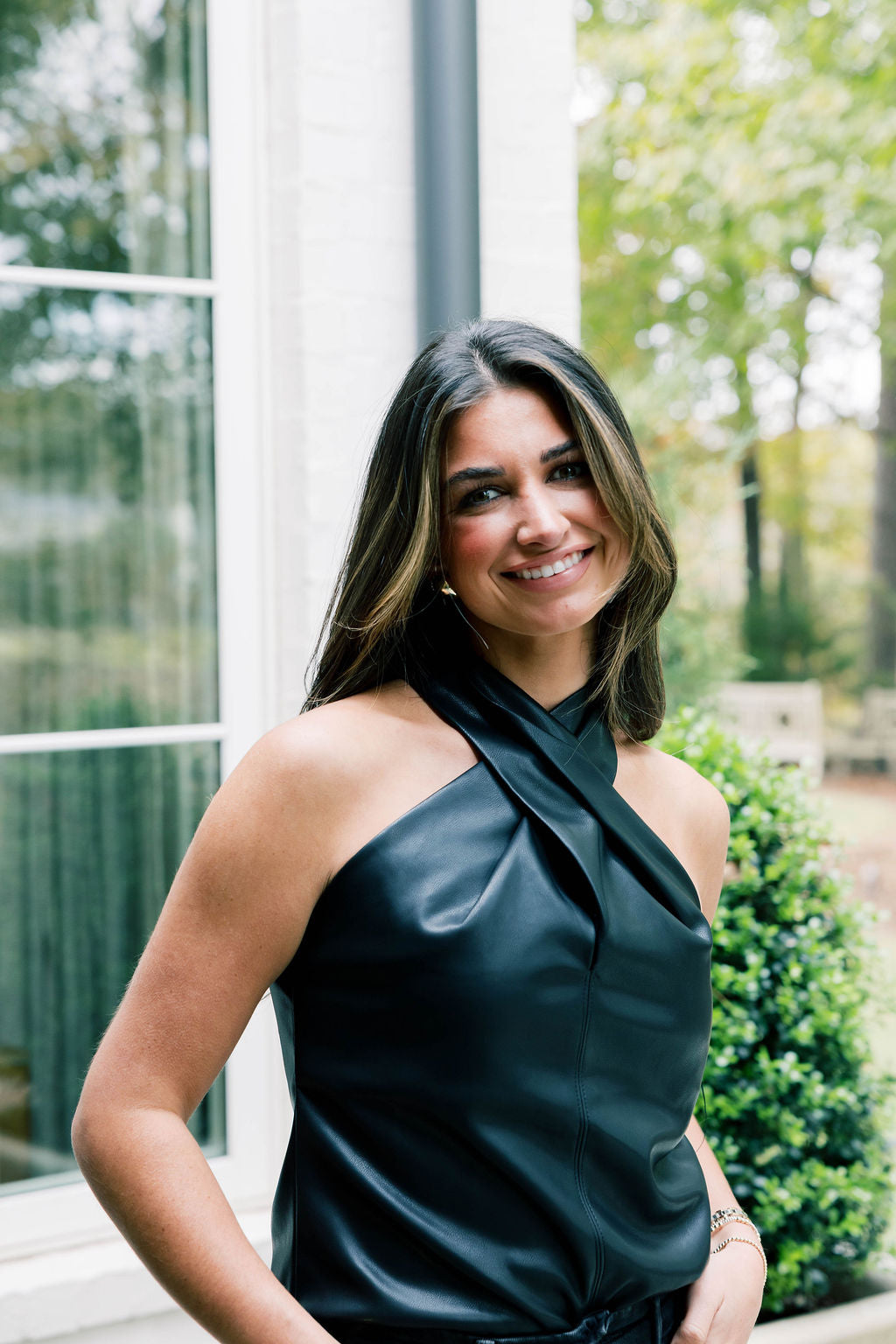 Criss Cross Leather Top