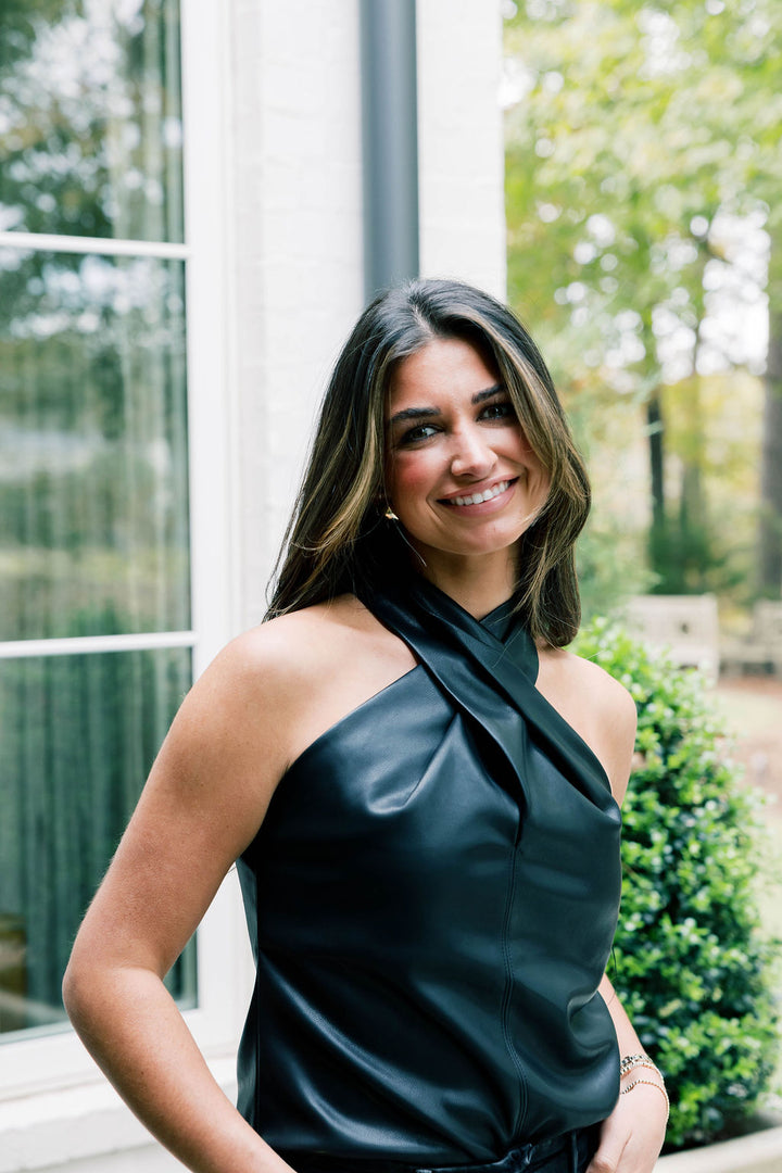 Criss Cross Leather Top