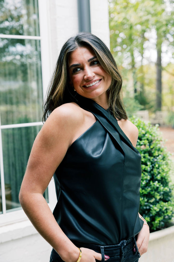 Criss Cross Leather Top