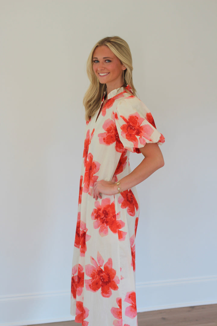 Puff Sleeve Midi Dress