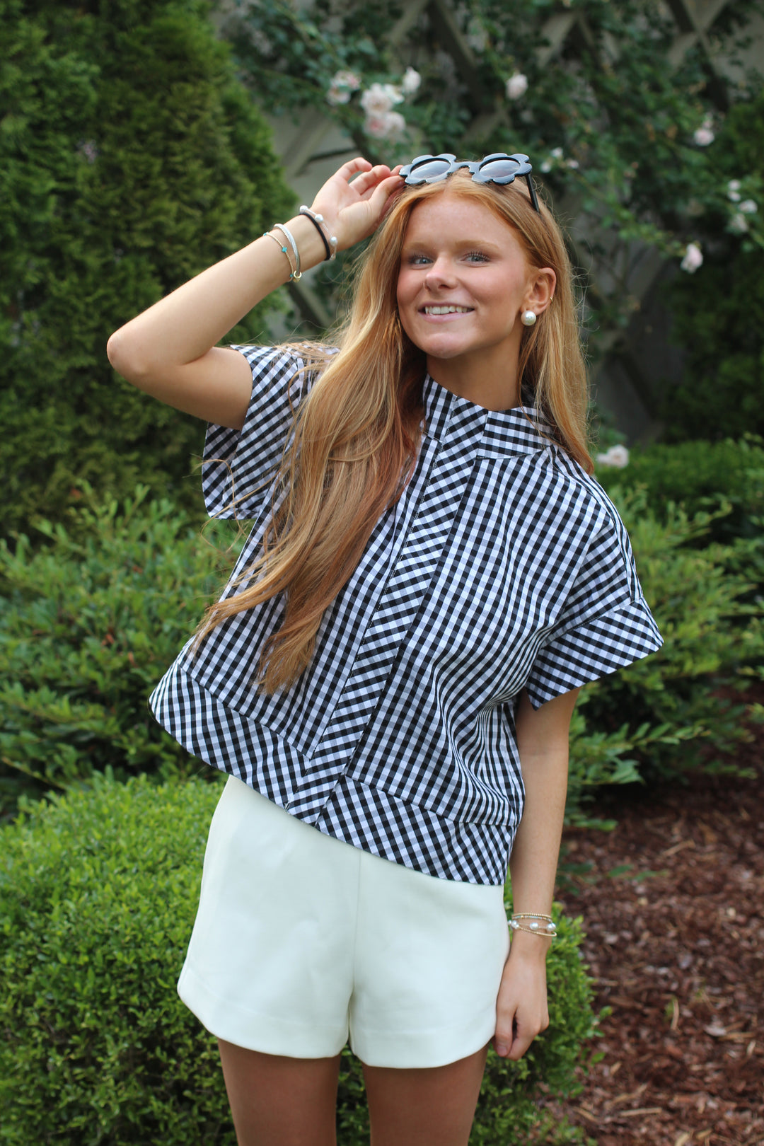 Gingham Snap Top