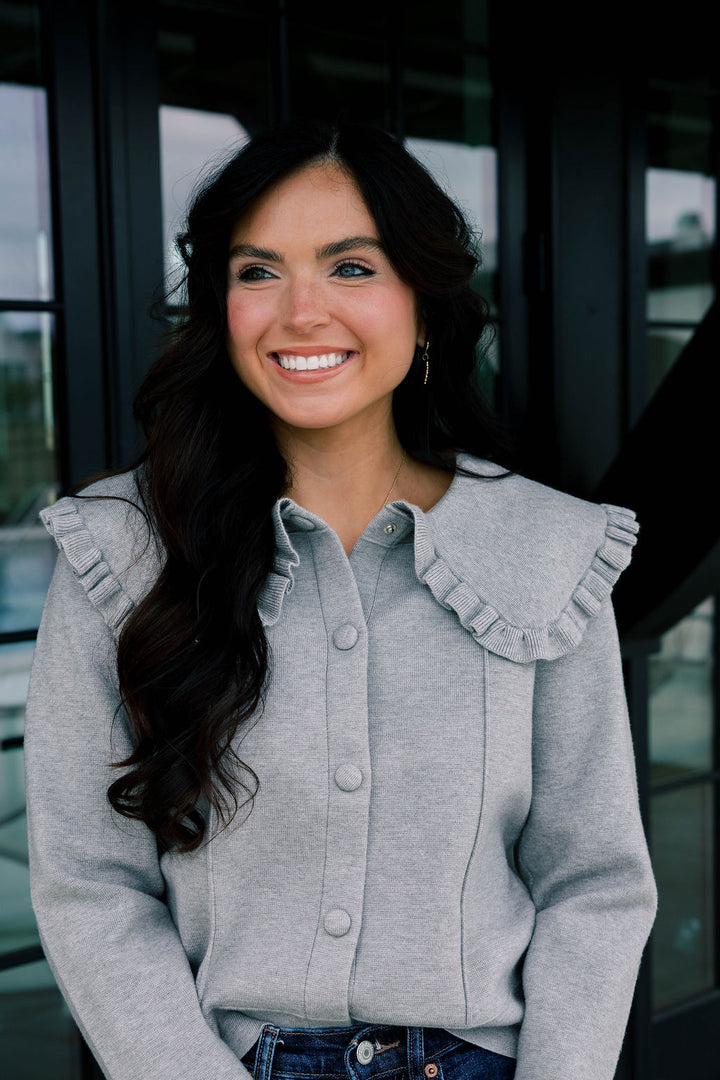 Ruffle Collar Knit Jacket