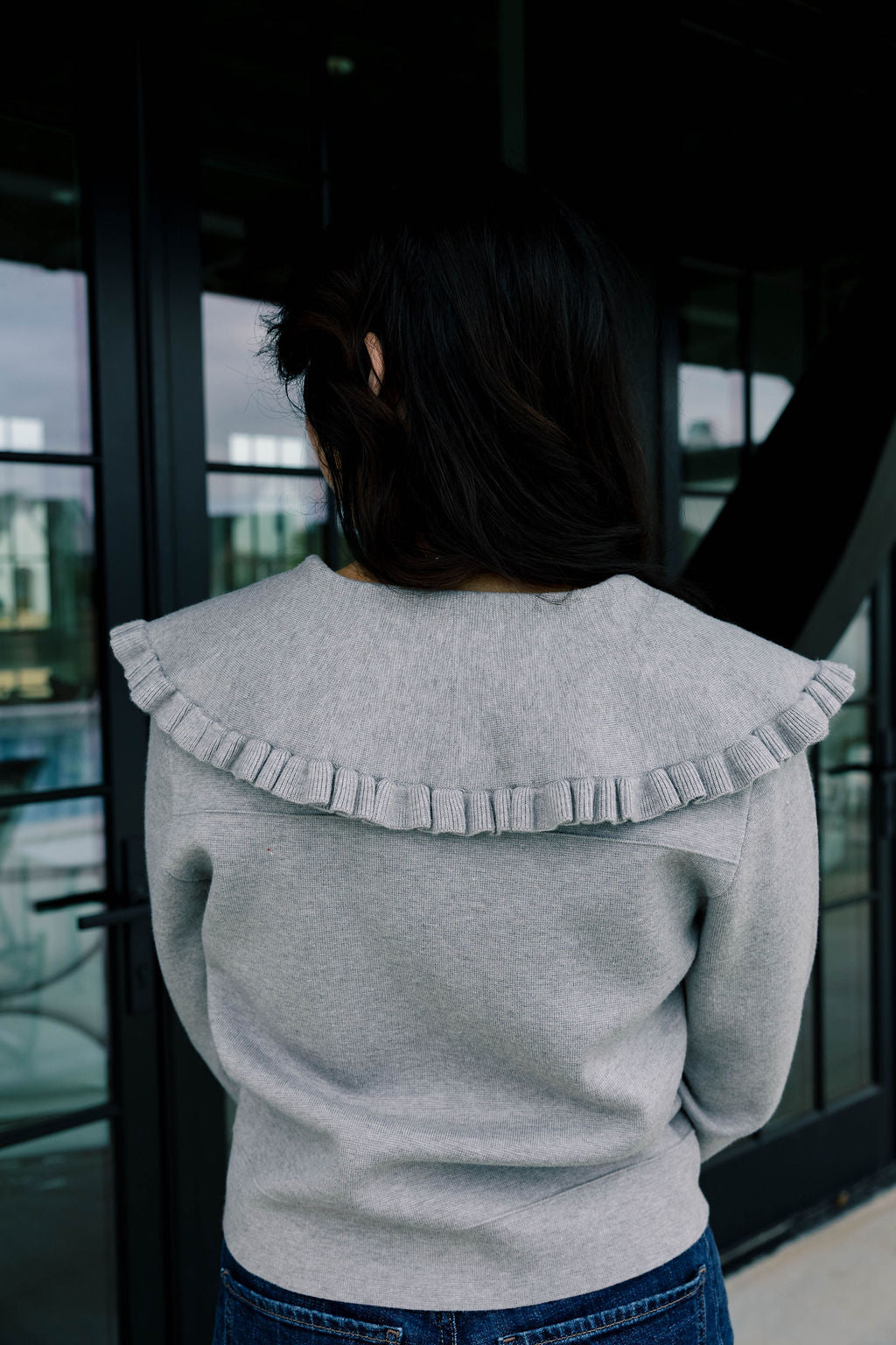 Ruffle Collar Knit Jacket
