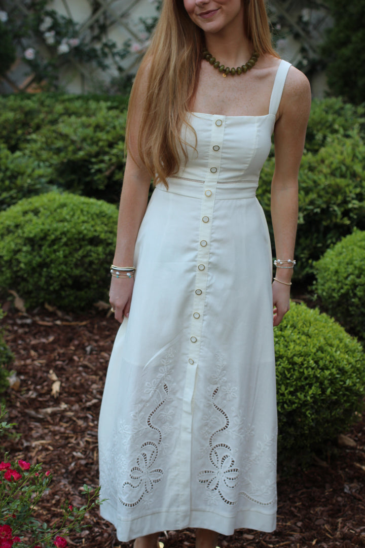 Eyelet Detail Midi Dress
