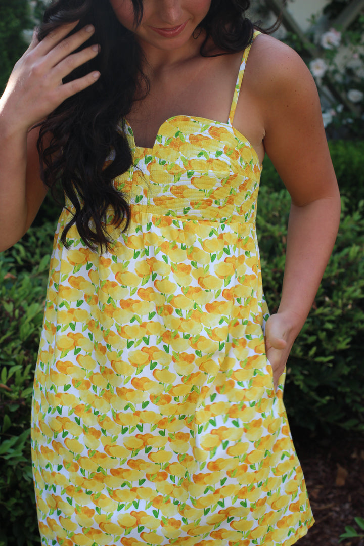 Top Stitch Floral Mini Dress