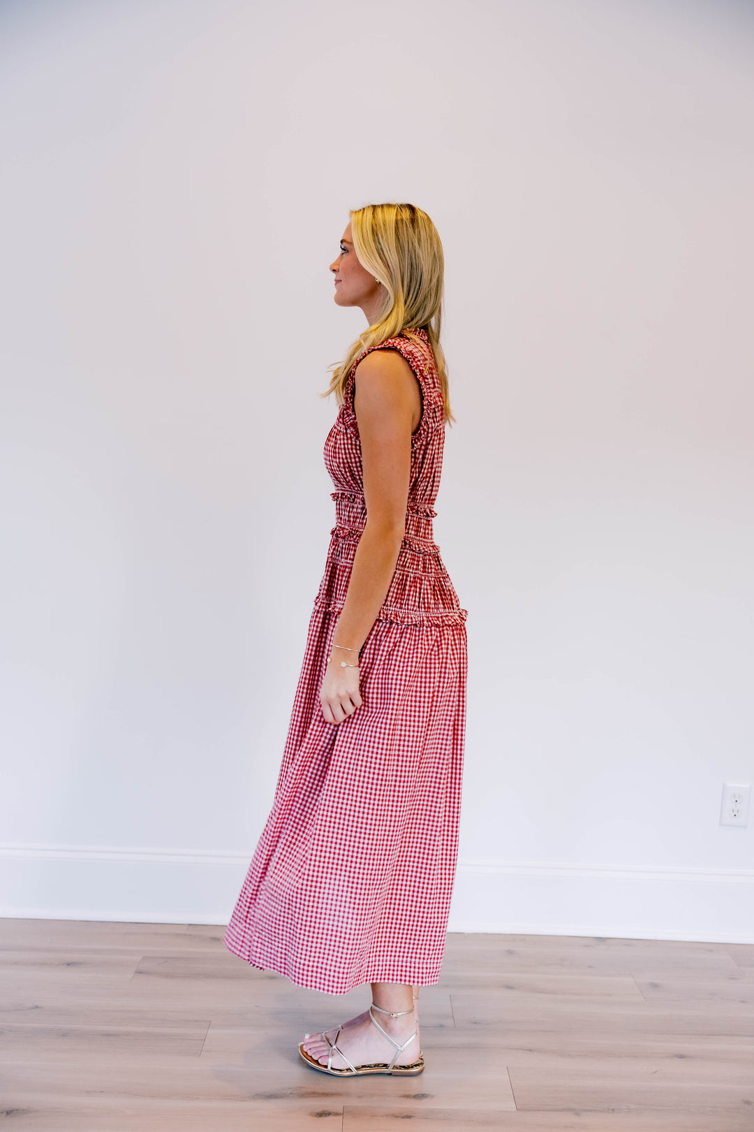 Red Gingham Drop Waist Dress