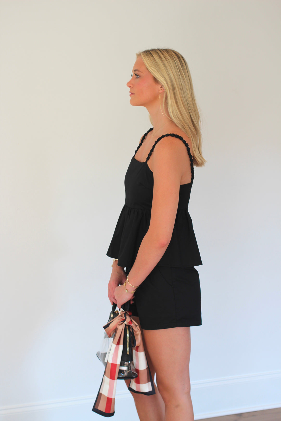 Beaded Strap Peplum Set