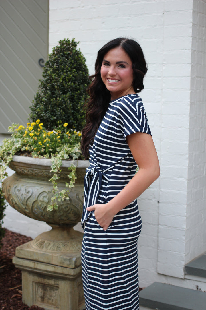 Nautical Tie Midi Dress