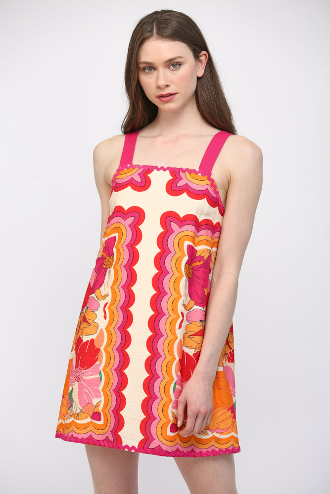 Palmetto Floral Dress in Ivory Multi