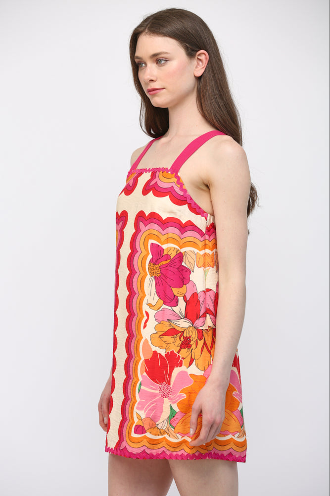 Palmetto Floral Dress in Ivory Multi