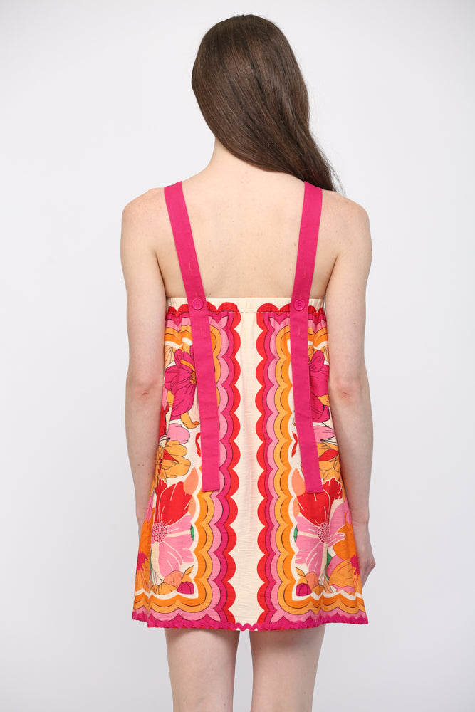 Palmetto Floral Dress in Ivory Multi