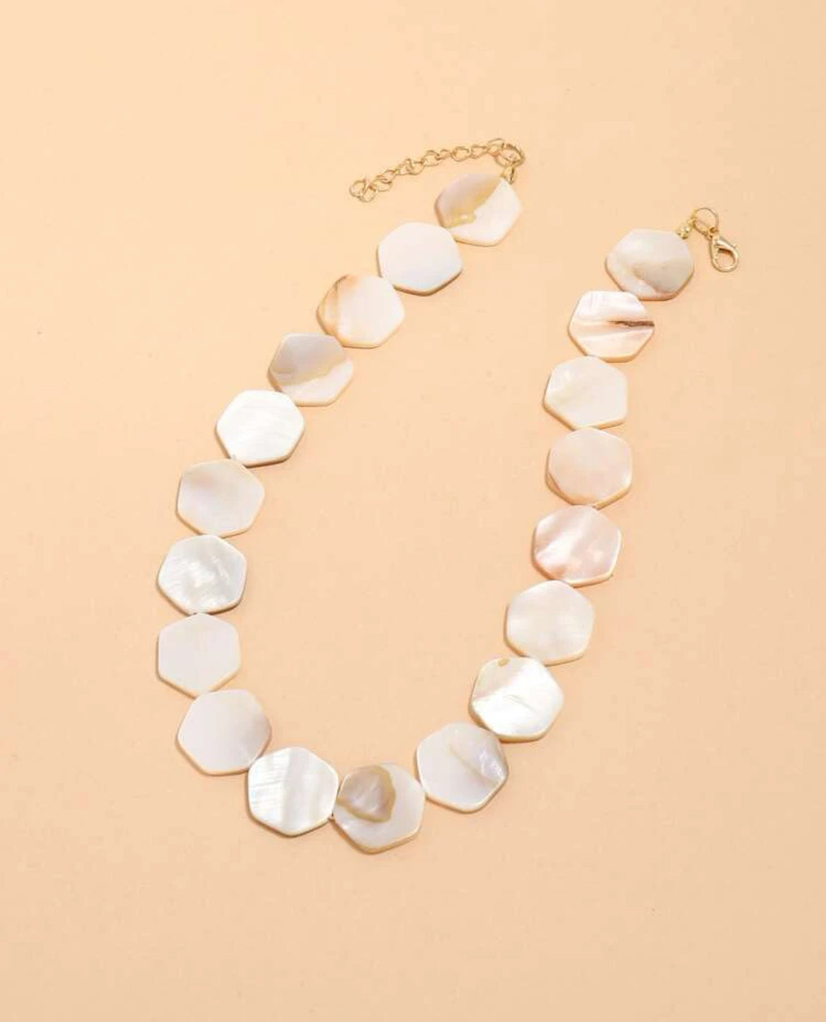 Hexagon Pearled Seashell Necklace