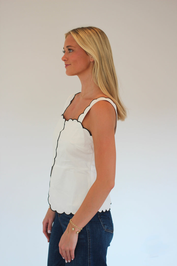 Scallop Square Neck Sleeveless Top